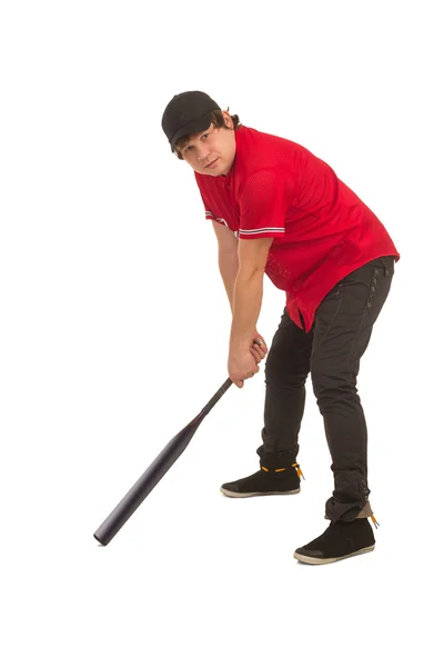 Baseballspieler mit Schläger — Stockfoto