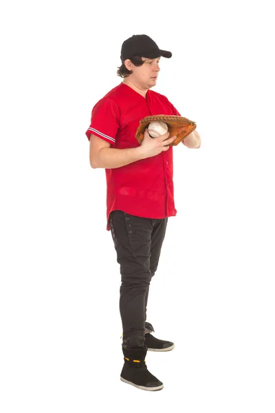 Бейсболист в перчатке — стоковое фото