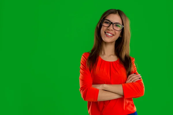 Chica en gafas sonriendo —  Fotos de Stock