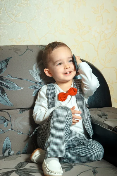 Little boy talking phone — Stock Photo, Image