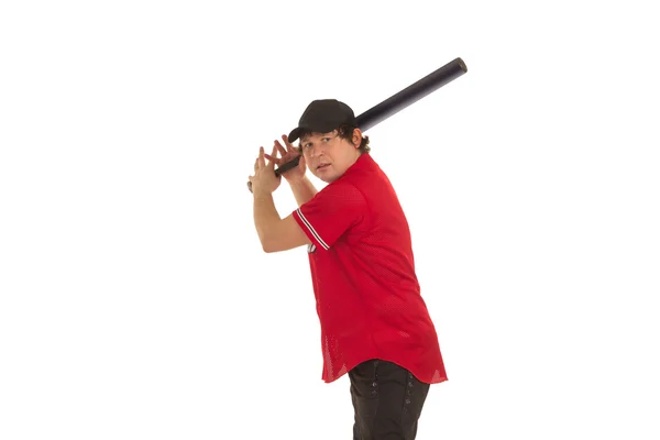 Бейсболіст з кажаном — стокове фото