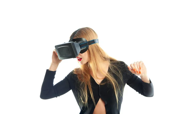 Lány virtuális valóság szemüveg — Stock Fotó