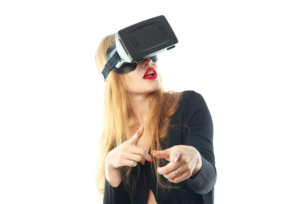 Mujer en casco de realidad virtual —  Fotos de Stock