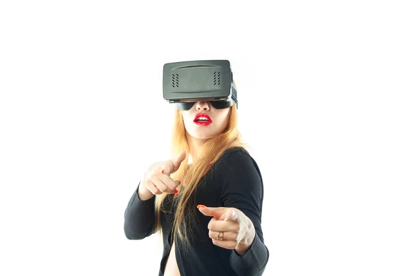 Mädchen im Virtual-Reality-Helm — Stockfoto