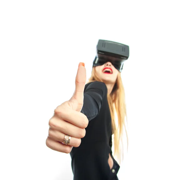 Lány a virtuális-valóság sisak — Stock Fotó