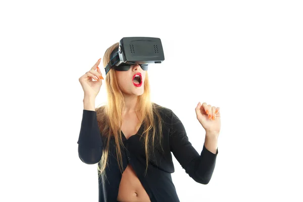 Nő a virtuális-valóság sisak — Stock Fotó