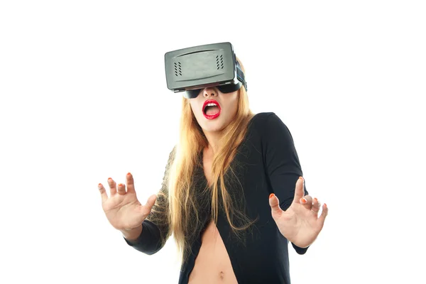 Virtuális valóság szemüveges nő — Stock Fotó