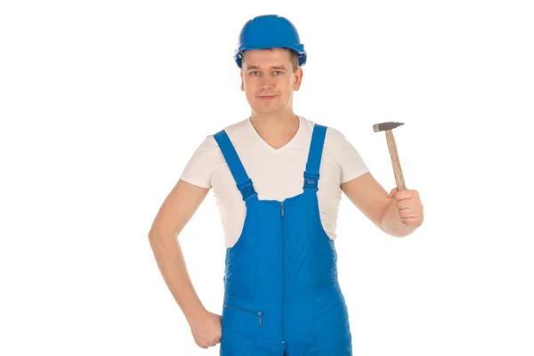 Retrato de hombre constructor en uniforme azul — Foto de Stock