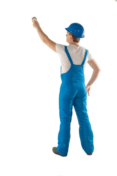 Builder in blue work uniform — Stock Photo, Image