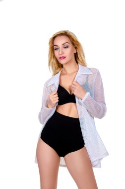 güzel sarışın kadın spor iç çamaşırı