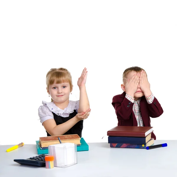 Elever i enhetlig studerar — Stockfoto