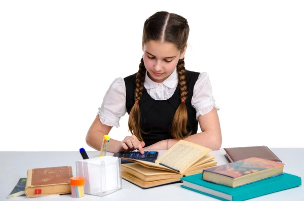 Young cute schoolgirl in unform — Stock Photo, Image