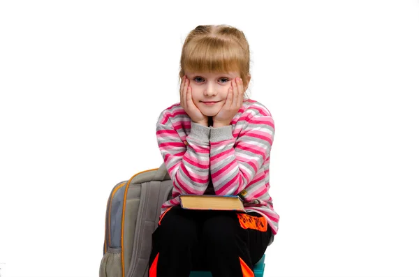 Little blonde girl with book — Stock Photo, Image