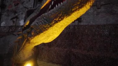 Keskin dişleri olan dev yırtıcı dinozor.