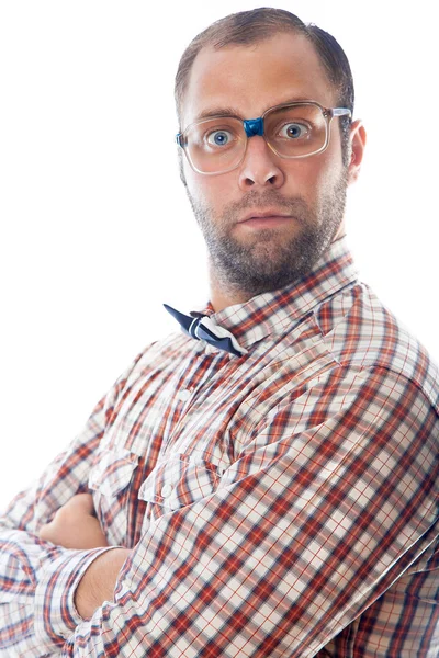 Portrait of surprised elegance neard in studio — Stok fotoğraf