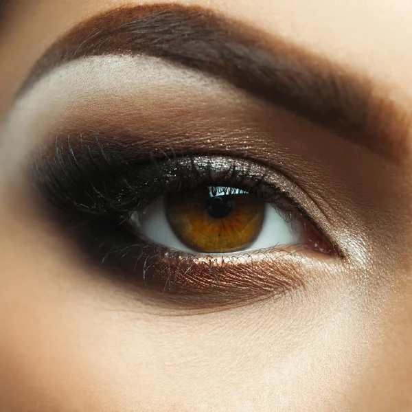 Fashion closeup photo of female eye with nice makeup — Stock Photo, Image