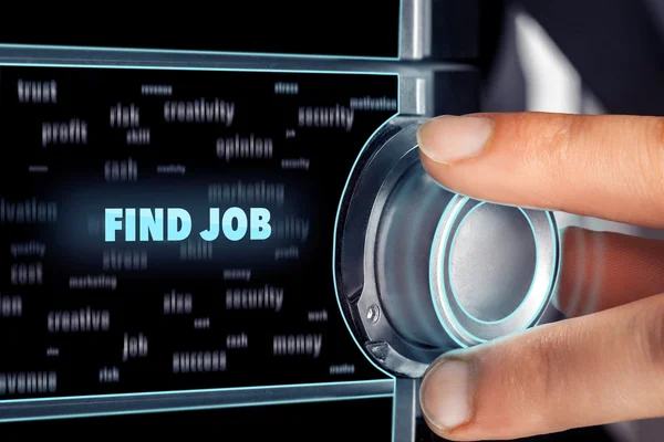 Man choosing find job button — Stock Photo, Image