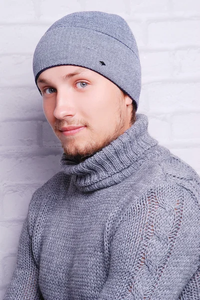 Handsome man in winter hat — Stock Photo, Image