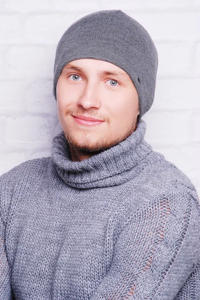 Handsome man in winter hat