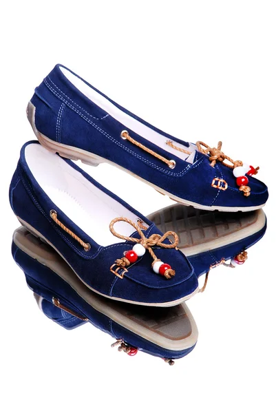 Heldere blauwe schoenen Stockfoto