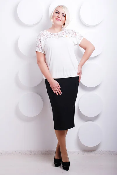 Plus size blond Woman in elegant clothes — Stock Photo, Image