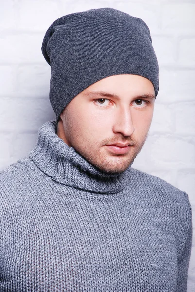 Handsome man in winter hat — Stock Photo, Image