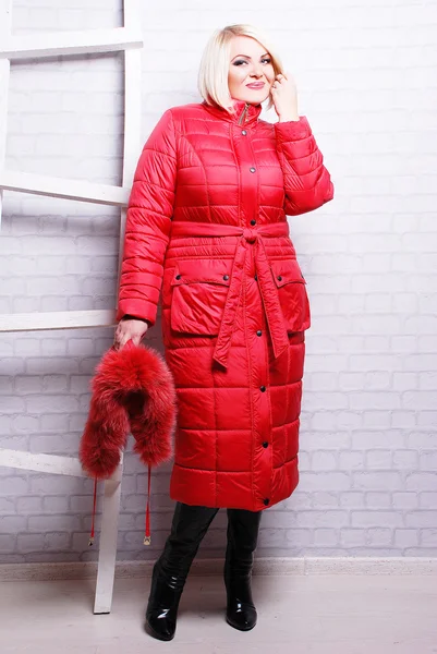 Blond woman in winter coat — Stock Photo, Image