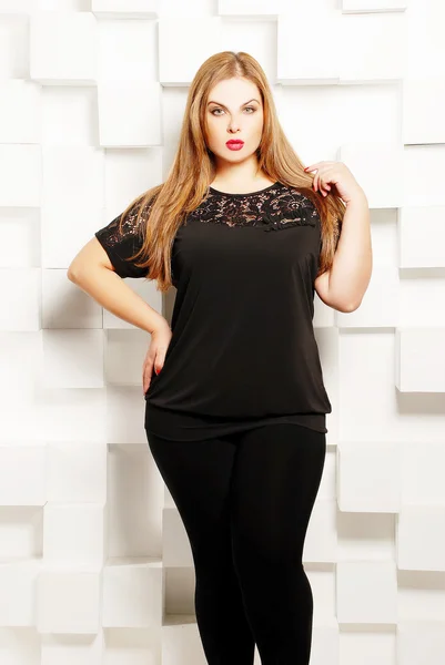 Plus size woman in casual clothes — Stock Photo, Image