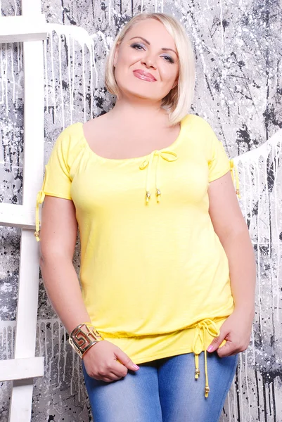 Plus size woman in casual clothes — Stock Photo, Image