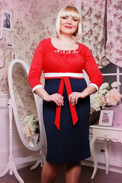 Plus size woman in stylish clothes — Stock Photo, Image