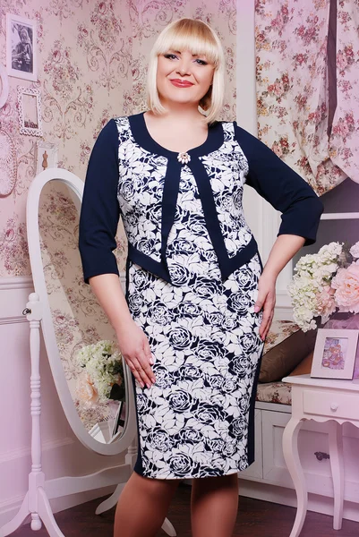 Plus size woman in stylish clothes — Stock Photo, Image