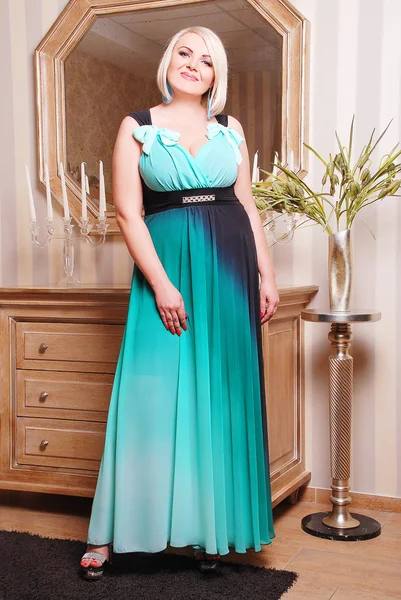 Plus size woman in stylish dress — Stock Photo, Image