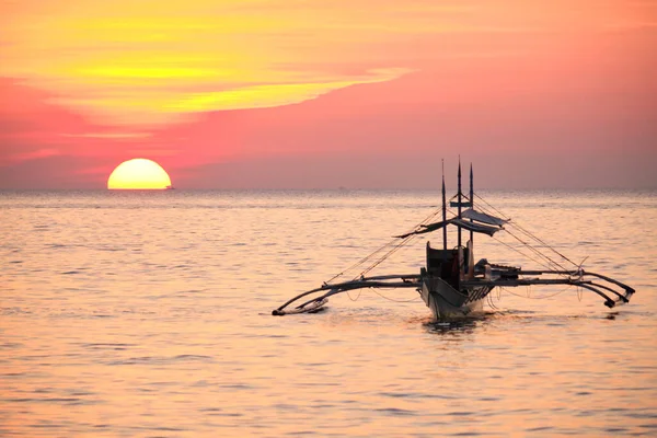 Boracay Philippinen Januar 2020 Sonnenuntergang Auf Der Insel Boracay Segeln — Stockfoto