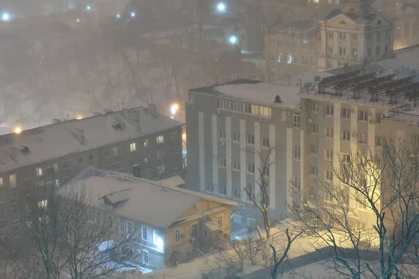 Vladivostok Russia Gennaio 2021 Vista Serale Della Città Dalla Collina — Foto Stock