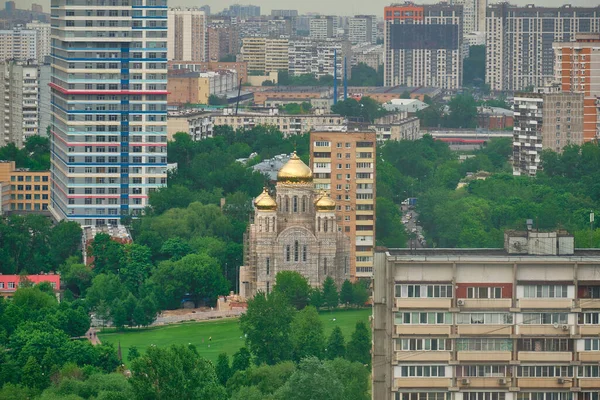 Uitzicht Vanuit Het Cosmos Hotel Gebouwen Van Stad Moskou Omgeving — Stockfoto