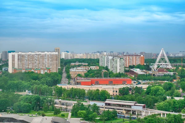 Utsikt Från Cosmos Hotell Byggnaderna Staden Moskva Omgivningen Kring Vdnkh — Stockfoto