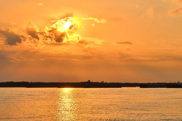 Sonnenuntergang Ufer Des Amur Chabarowsk Der Sonnenuntergang Über Dem Horizont — Stockfoto