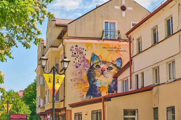 Zelenogradsk, Russia - Jan 02, 2021: Kurortny Prospekt in the summer. Tourists are walking along the street. — Stock Photo, Image