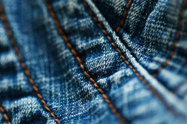 Jeans Denim Textura Close Foco Apenas Ponto Fundo Azul Macio — Fotografia de Stock