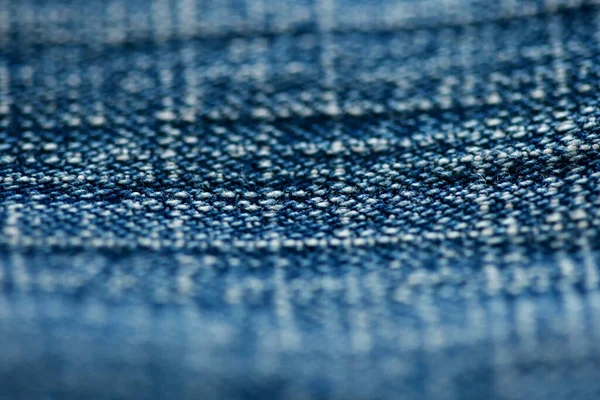 Jeans Trama Denim Vicino Concentrarsi Solo Punto Morbido Sfondo Blu — Foto Stock