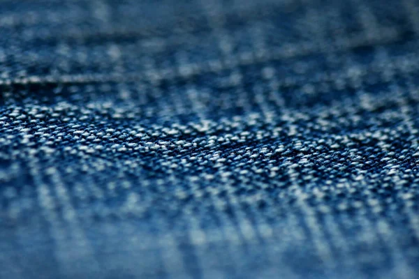 Jeans Trama Denim Vicino Concentrarsi Solo Punto Morbido Sfondo Blu — Foto Stock