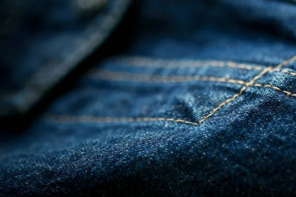 Jeans Denim Υφή Close Εστίαση Μόνο Ένα Σημείο Μαλακό Θολό — Φωτογραφία Αρχείου