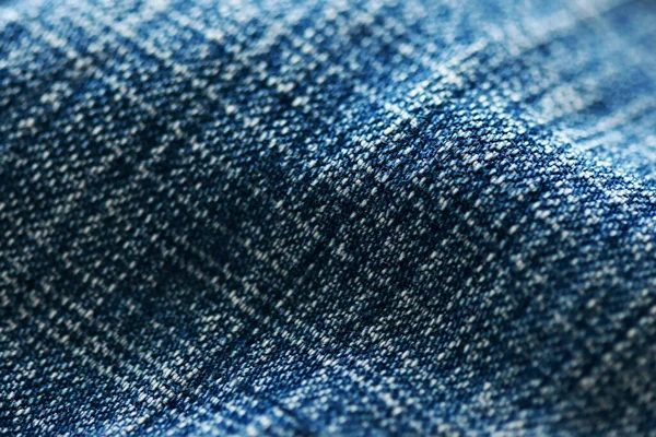 Jeans Denim Textur Närbild Fokusera Bara Punkt Mjuk Blured Bakgrund — Stockfoto
