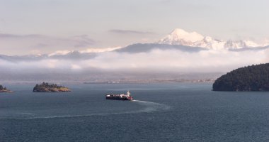Ship Puget Sound Pacific Ocean Mt Baker Oil Tanker clipart