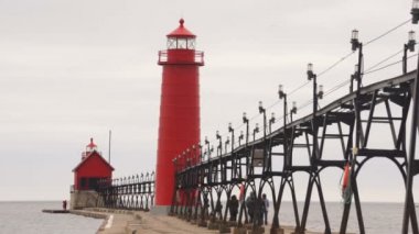 Çift fenerler Grand Haven deniz işaretleri Michigan Gölü