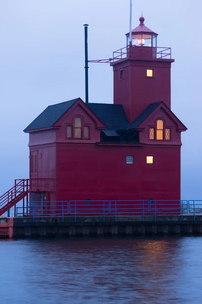 Le phare rouge Lac Macatawa Hollande Michigan Grands lacs — Photo