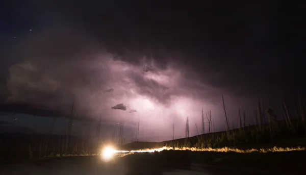 Sobre Tower Creek Thunderstorm Lightning Strikes Yellowstone —  Fotos de Stock