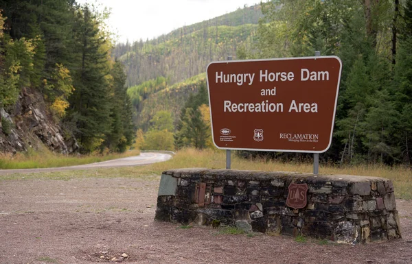 Hungry Horse Damn Recreation Area USFS Reclamation Sign — Stock Photo, Image