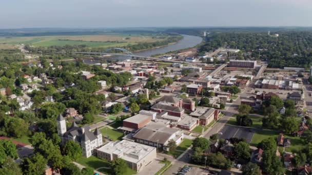 Atchison Kansas Flygperspektiv Mellanvästern Usa — Stockvideo