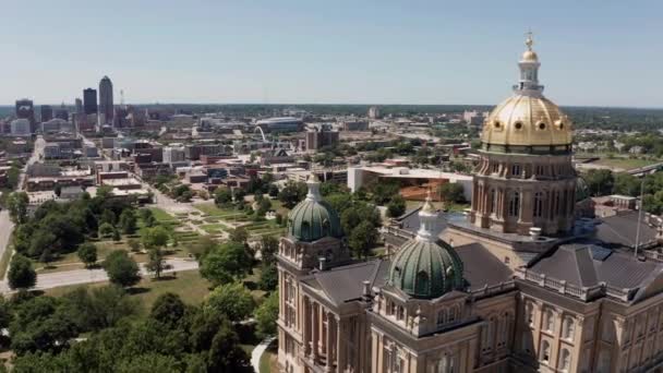 Воздушный Вид Столицу Штата Айова Город Мойн — стоковое видео
